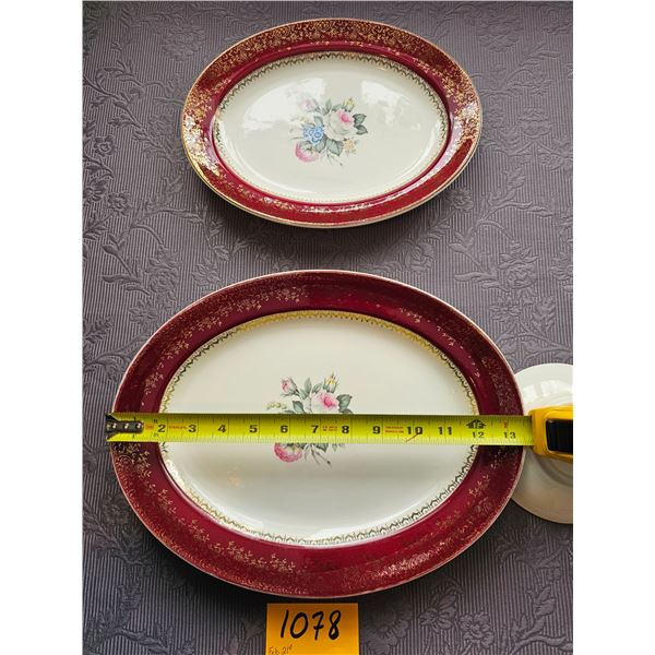 Georgian China "Tudor Rose" Platers 1 - 13" and 1 - 11"