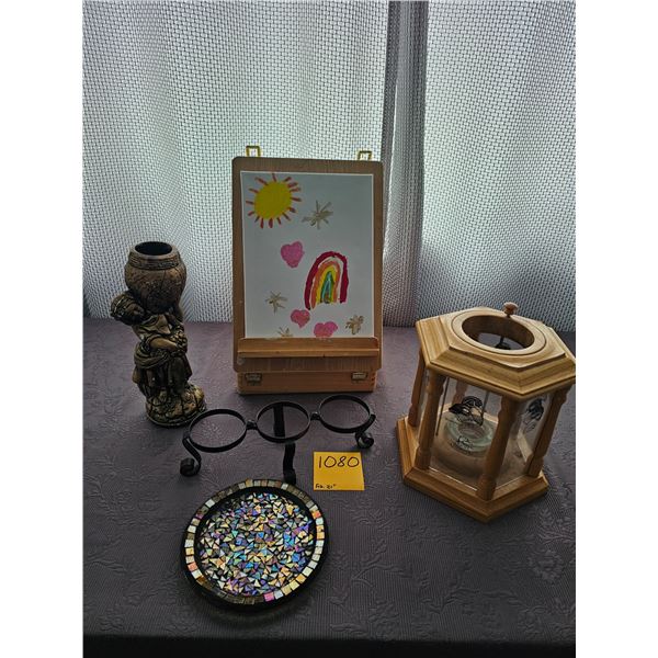 Table top easel box, Octagon Candle Holder, and misc. candle accessories (grand-daughters picture no