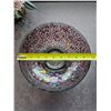 Image 4 : Silk Flower basket, Purple mosaic bowl, copper watering can, 'hobnail milk glass' pitcher and boot, 