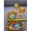 Image 2 : Merigold Carnaval Glass two Goblets and two pickle/relish dishes