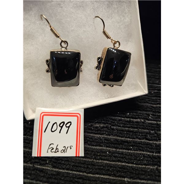 925 Sterling Silver Earrings with Black Stones