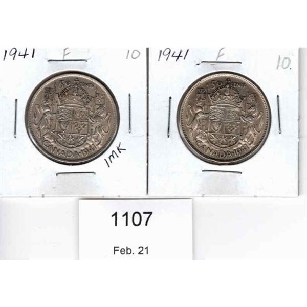 Two 1941 Canadian Fifty Cent Piece