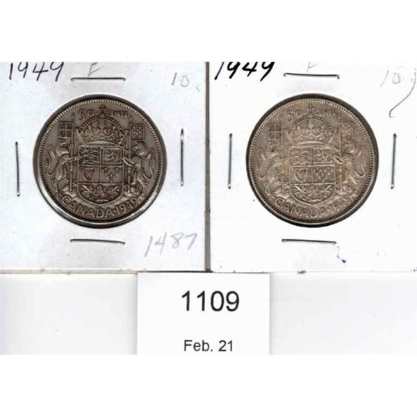 Two 1949 Canadian Fifty Cent Piece