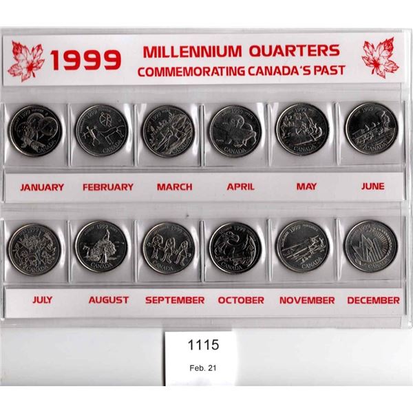 One Set 1999 Canadian Millenium Quarters