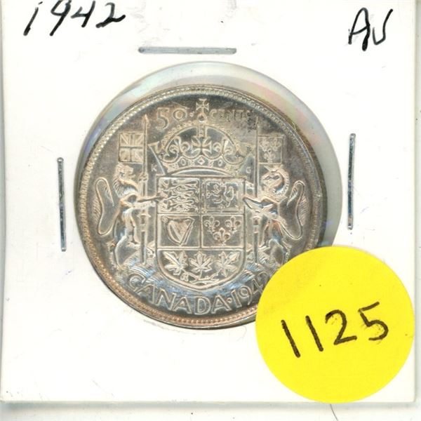 1942 Canada Silver 50 Cents.