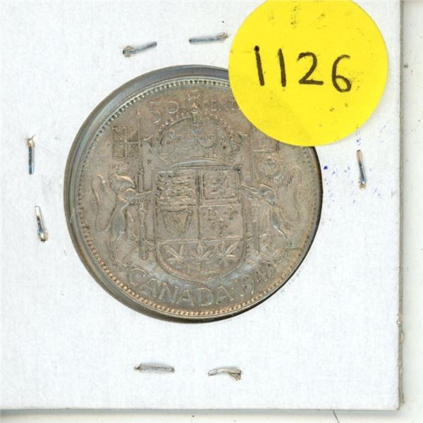 1943 Canada Silver 50 Cents.