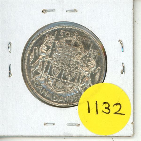 1953 Canada Silver 50 Cents.