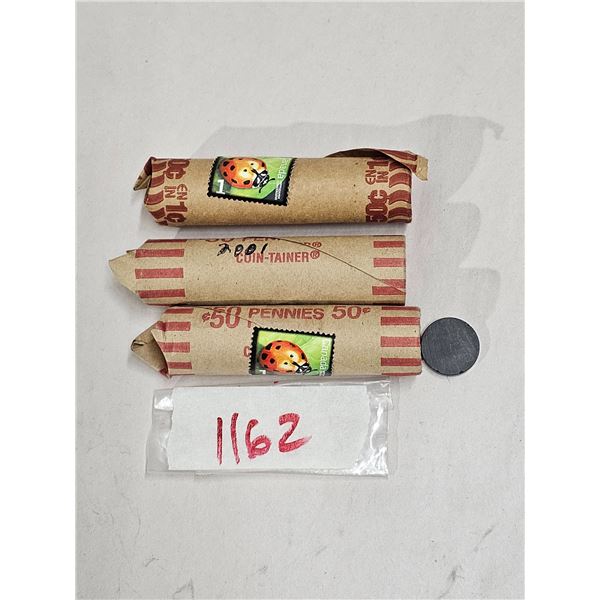 (3) Rolls Pennies (1 roll magnetic, magnet included)
