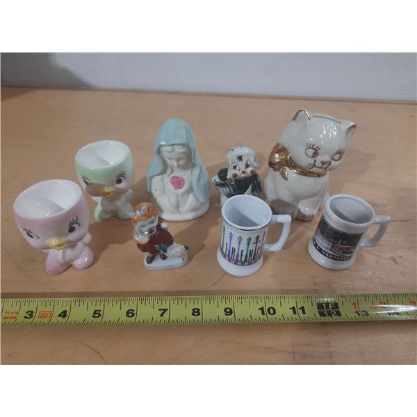 Lot of Small Figurines, Small Piggy Bank, etc.