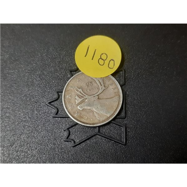 1937 Canada Silver 25 Cents.