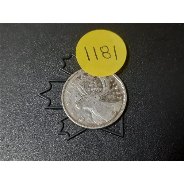 1937 Canada Silver 25 Cents.