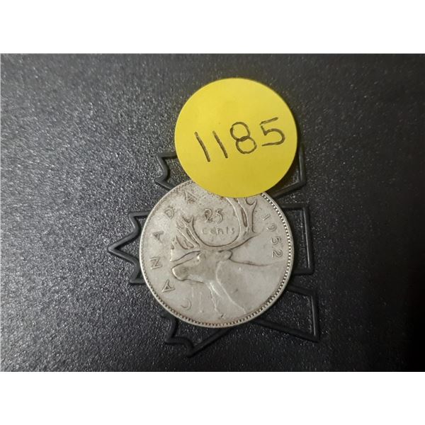 1952 Canada Silver 25 Cents.