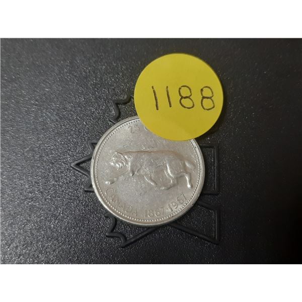 1967 Canada Silver 25 Cents.