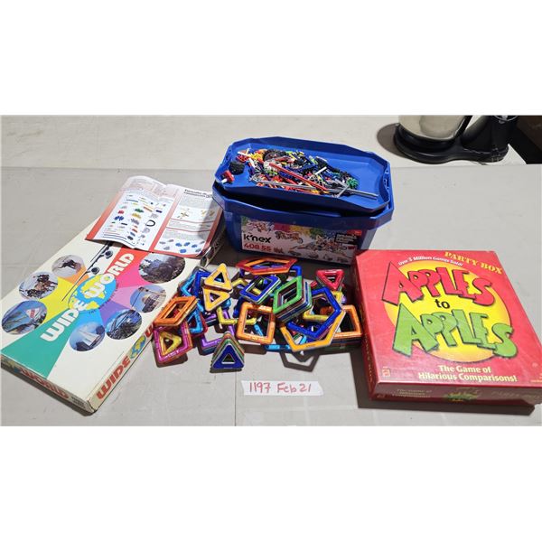 Lot of Assorted Toys & Games (Magnetic Tiles, Kinex, Etc.)