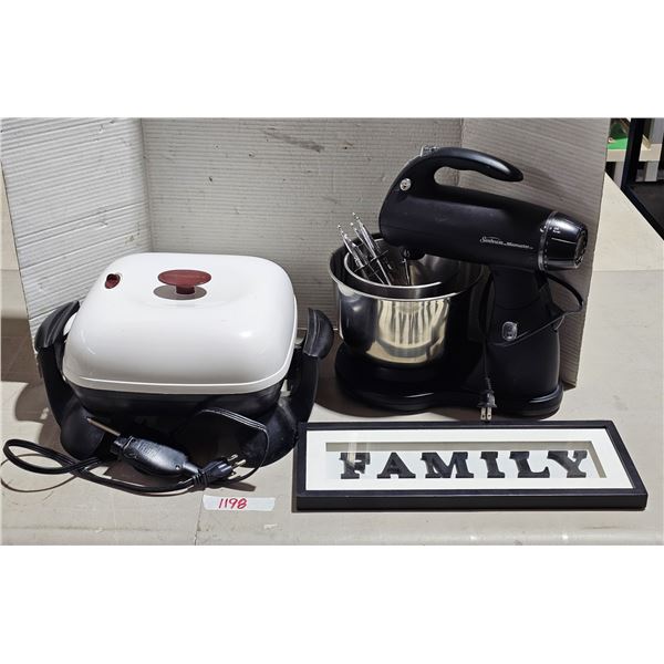 Electric Frying Pan (Works), Sunbeam Mixer (Hardley Used), “Family” Picture