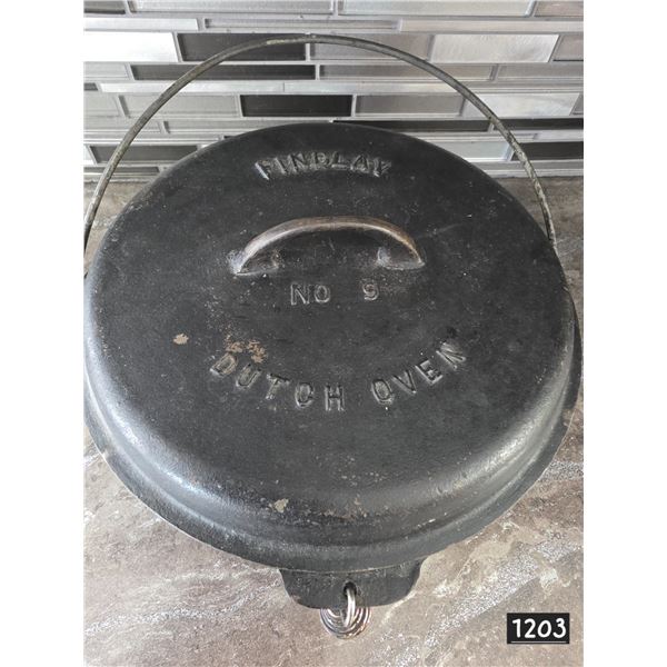 Vintage findley no.9 cast iron dutch oven- 10"W by 4.25" deep