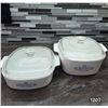 Image 2 : Set of 2 vintage corning ware- blue corn flower dishes with pyrex lids