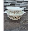 Image 1 : Set of 2 vintage pyrex casserole dishes with brown floral design