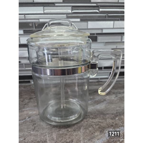 Vintage mid century 9 cup pyrex percolator coffee maker- glass and stainless steel- model 7829-B