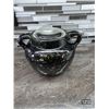Image 1 : Vintage black bean pot- pottery with floral design