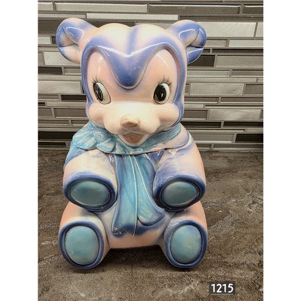Vintage pink and blue bear cookie jar- made in japan- 9"H