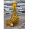 Image 2 : Vintage grape pattern amber glass decanter with stopper-12.5"H
