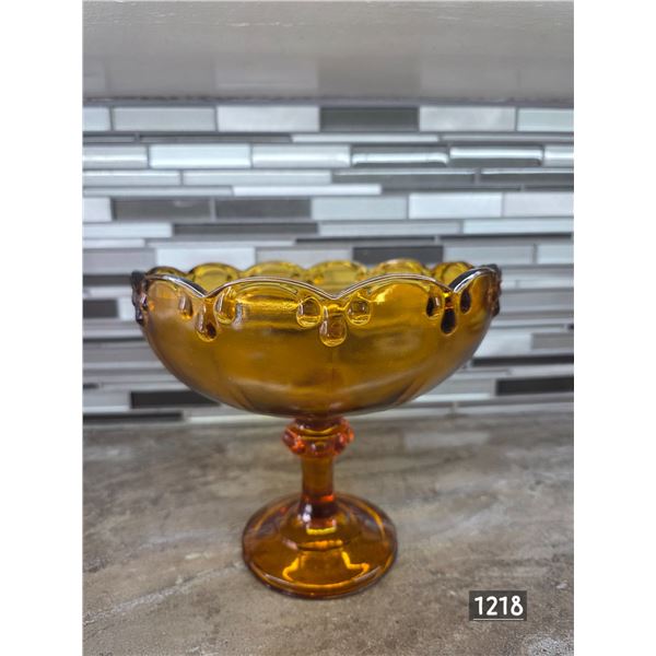 Vintage amber glass pedestal bowl