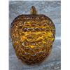 Image 1 : Vintage grape pattern amber glass fruilt bowl