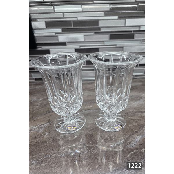 Set of 2 lead and crystal glass cups- 7"H