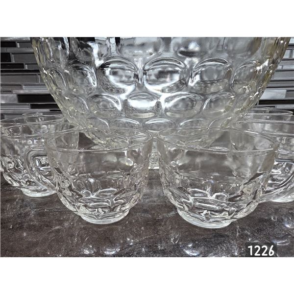 Federal glass yorktown clear thumbprint design punch bowl- not authenticated