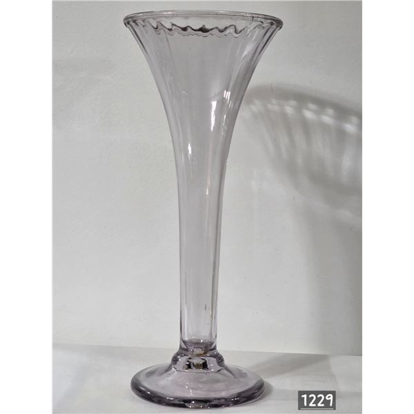 Vintage purple tinged trumpet vase- 12"H