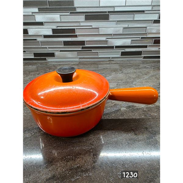 Enameled cast iron flame orange sauce pan- 6"W