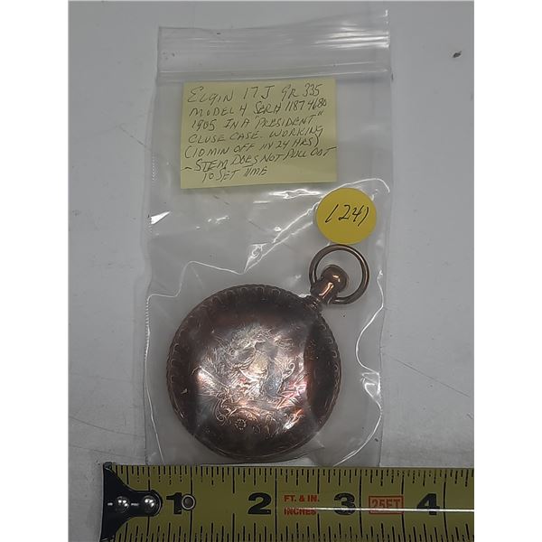 1905 Elgin 17J pocket watch serial- 1187468- working