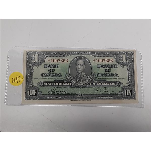 1937 Canadian 1 dollar bill- great condition