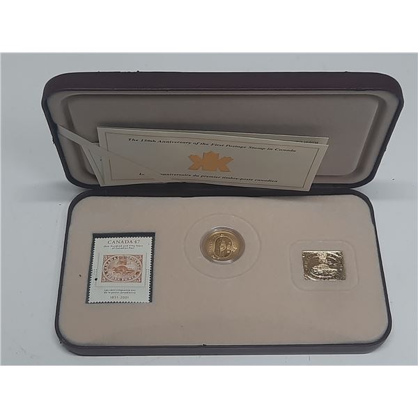 copy of 2001 RCM 150th anniversary of the first stamp with coin- 2 coins are 925 silver and 24k gold