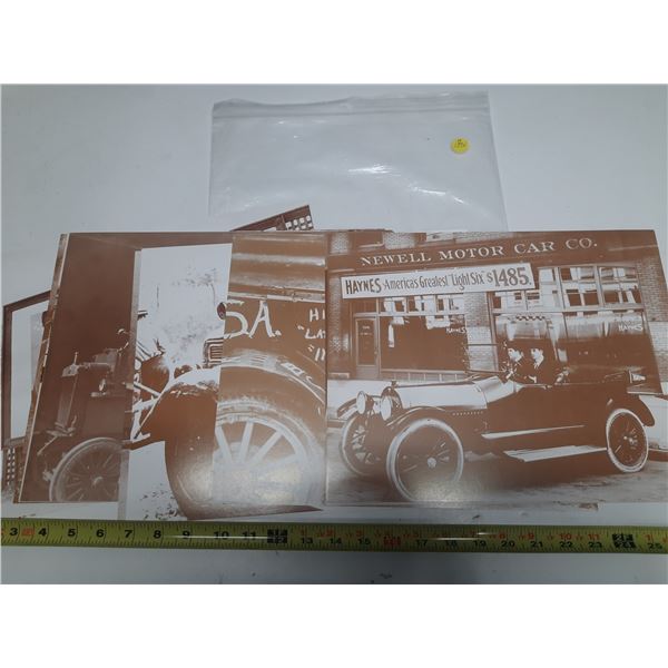 10-11x14" vintage copies of photos- printed on cardboard- old vehicles