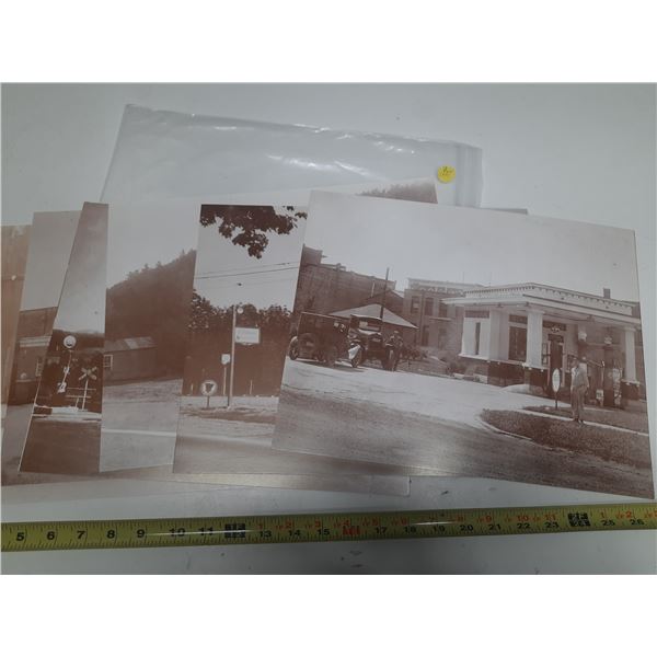 10-11x14" vintage copies of photos- printed on cardboard- gas stations