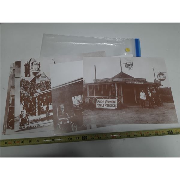 13-11x14" vintage copies of photos- printed on cardboard- gas stations