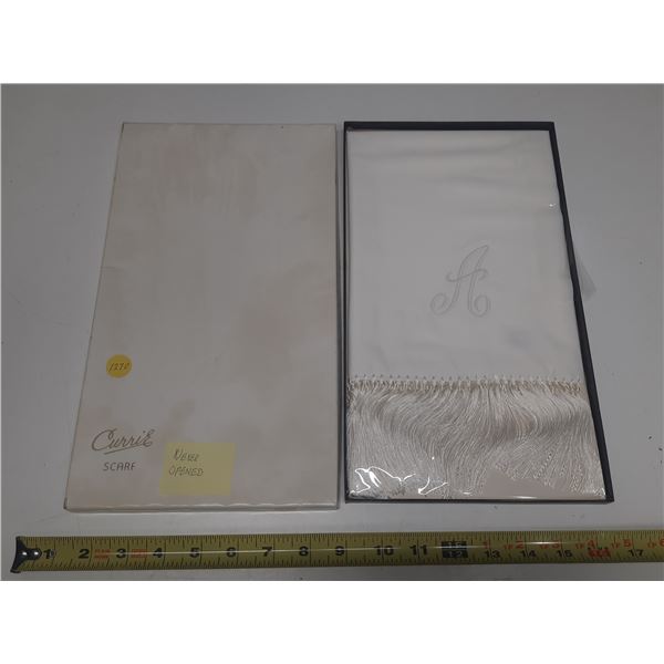 Currie white scarf monogram- never opened