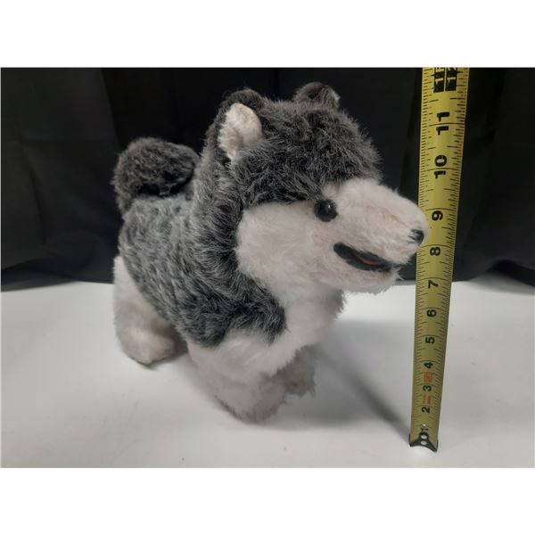Standing white and black husky dog stuffed plush