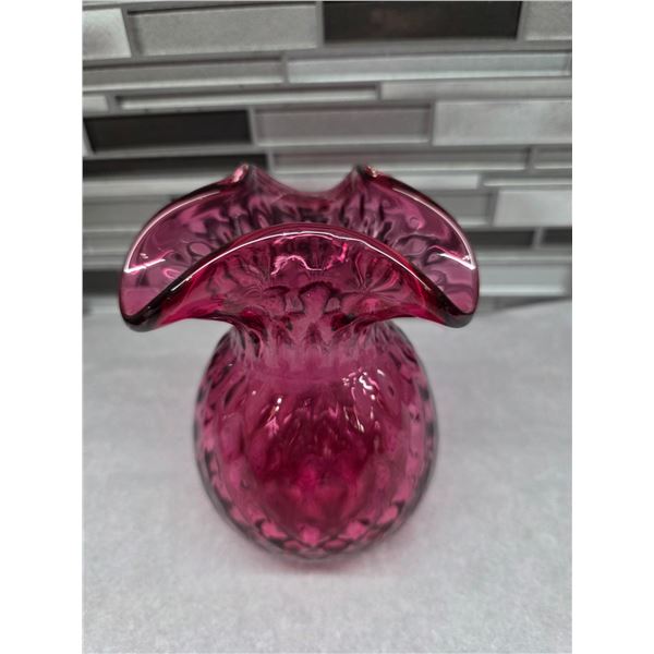 Heritage cranberry collection glass vase- 6"H
