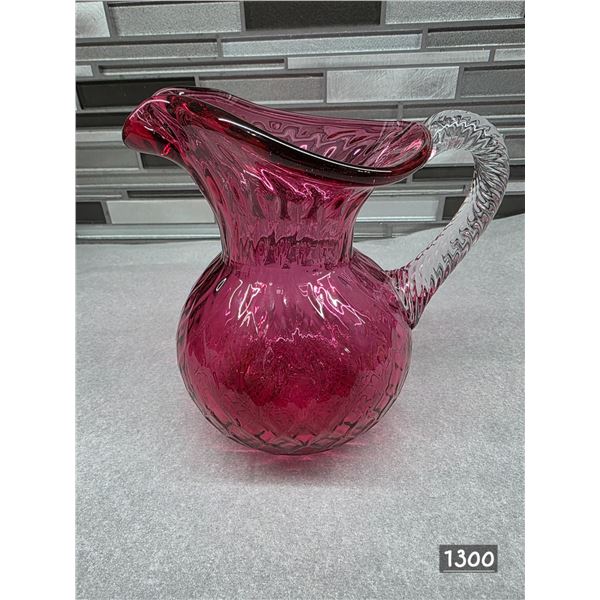 Heritage cranberry collection glass pitcher- 6"H