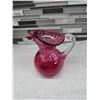 Image 2 : Heritage cranberry collection glass pitcher- 6"H