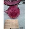 Image 4 : Heritage cranberry collection glass pitcher- 6"H