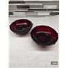Image 1 : Ruby red colored glass bowls- stamped avon