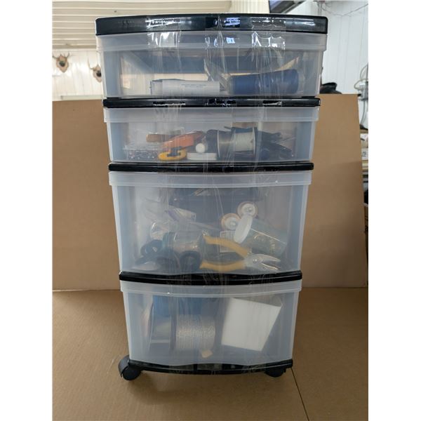 16"x13"x27" Plastic Rolling Storage Drawers w/ Misc. Craft Items/.Craft Tools