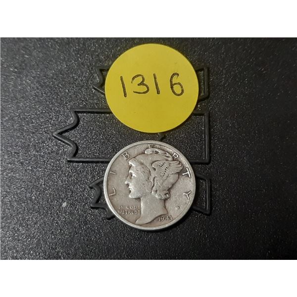 1943 U.S.A Silver One Dime.