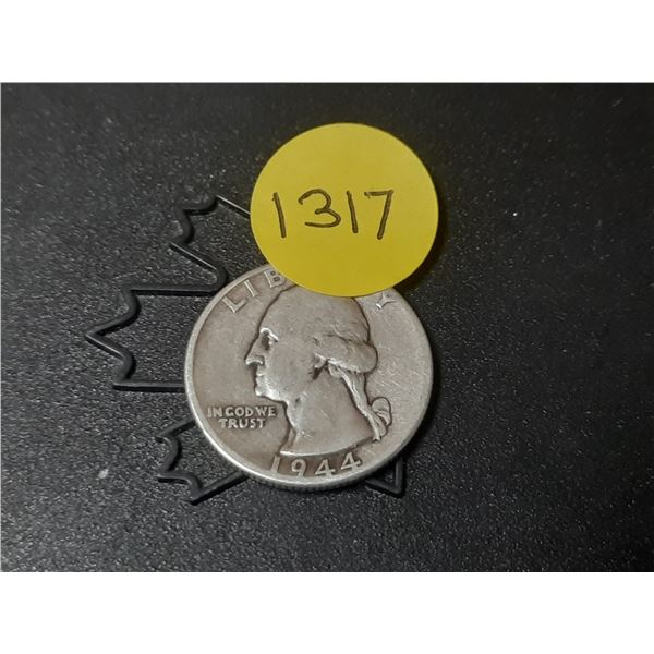1944 U.S.A Silver Quarter Dollar.