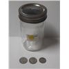 Image 1 : 1965, 1967 U.S.A. Quarter Dollar, 1940 U.S.A Five Cents in Vintage Jar.
