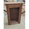 Image 1 : oak hanging cupboard with 3 shelves and glass piece- not installed- 28" by 11" by 43"H